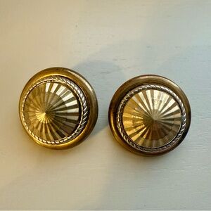 Vintage Monet Gold Tone Ribbon Swirl Clip On Earrings Textured Scroll 80s 90s